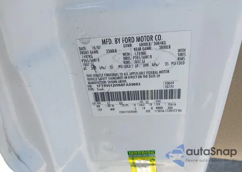 2008 Ford F-150 60Th Anniversary/Fx2/Xl/Xlt from USA, damaged, VIN 1FTRW12W68FA59883